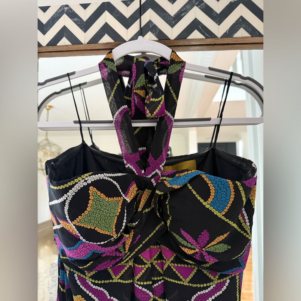 Nicole Miller Black Multicolor Maxi Dress